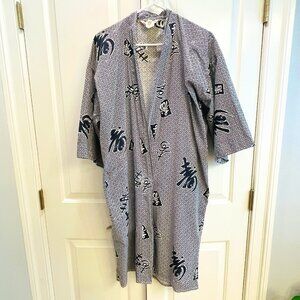 NWOT Amita Original Kimono/Robe, Belt, 100% Cotton, Blu-Wht, Made in Japan, Sz L